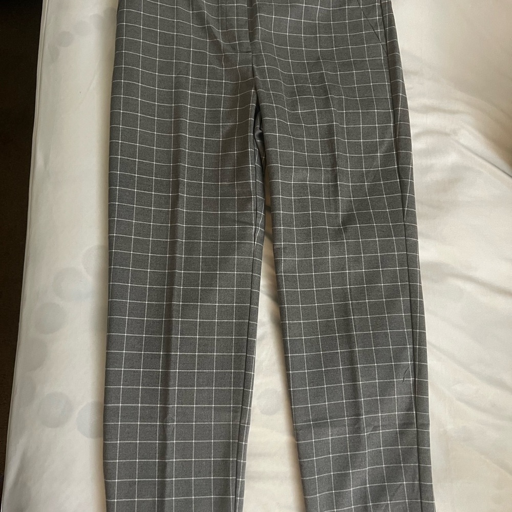 LOFT Charcoal Plaid Trousers